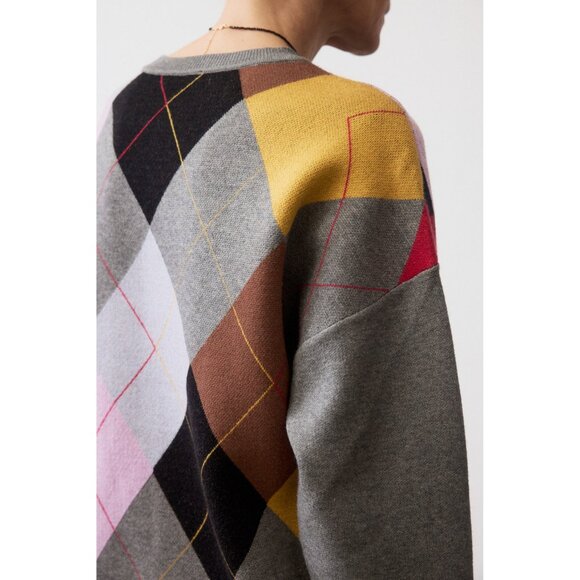 NWT Ruti Womens Size Small Multicolor Argyle Crew Neck Sweater Mini Dress NEW - Picture 4 of 6